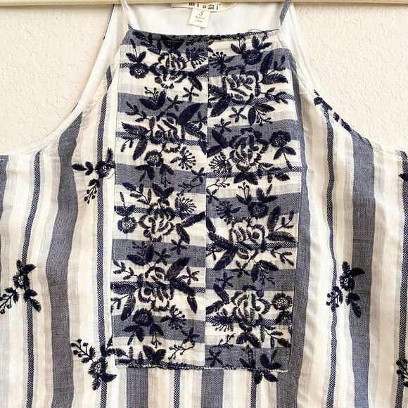 Francesca's Shift Dress Miami Embroidered Chambray Summer‎ Tunic Dress Sz S - Picture 2 of 11